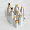 Cosmetic Aluminum Bottle with Bamboo Lotion Pump (PPC-ACB-065)